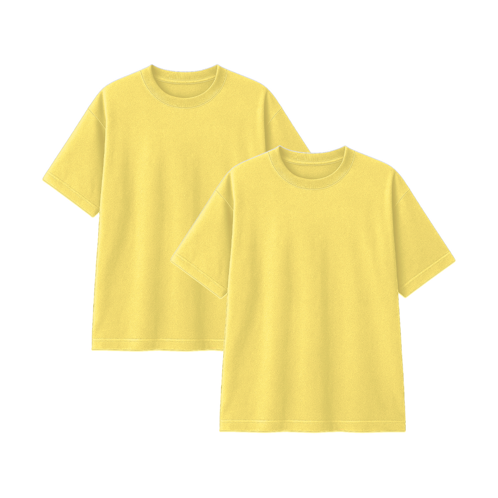 Pack 2 Polos Oversize Color Amarillo Cielo 100% Algodon