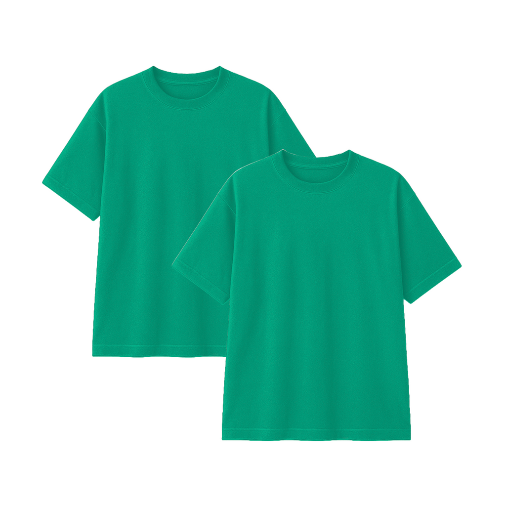 Pack 2 Polos Oversize Color Verde Jade 100% Algodon