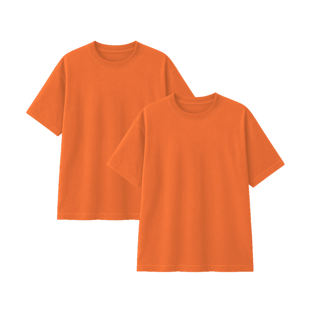 Pack 2 Polos Oversize Color Naranja 100% Algodon