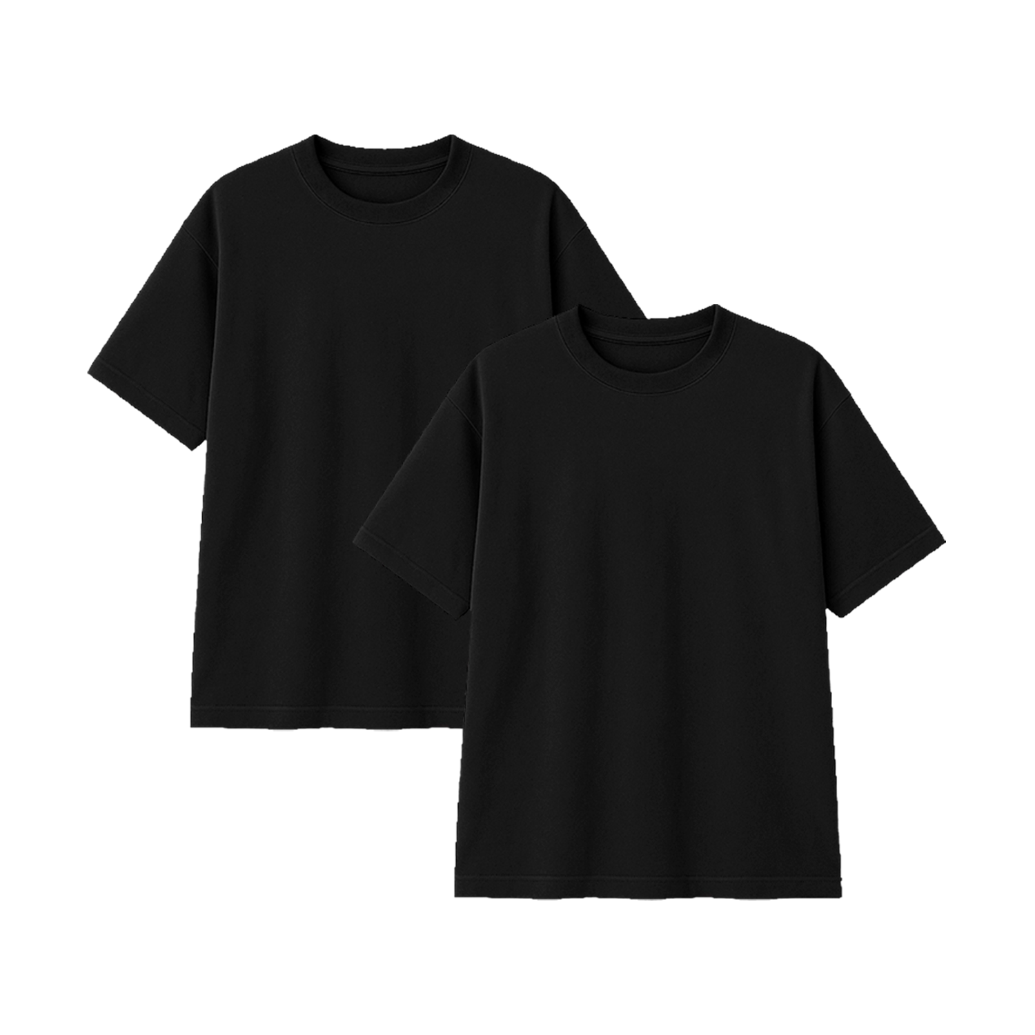 Pack 2 Polos Oversize Color Negro 100% Algodon