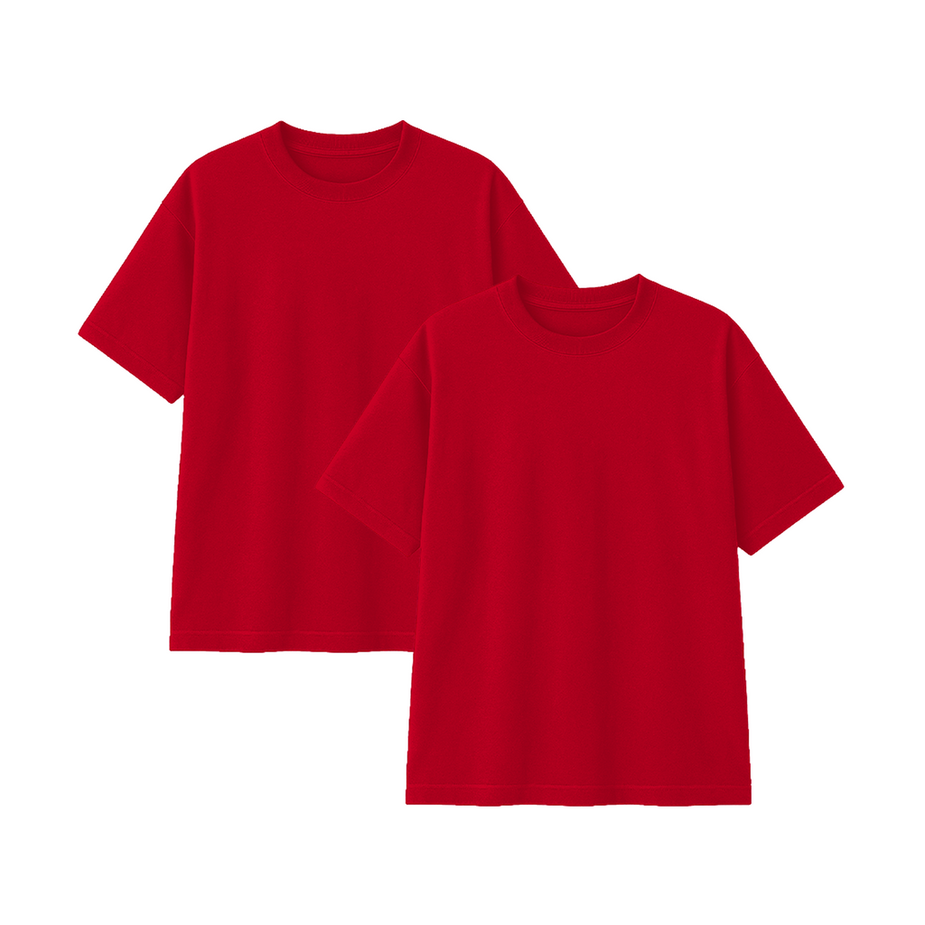 Pack 2 Polos Oversize Color Rojo 100% Algodon