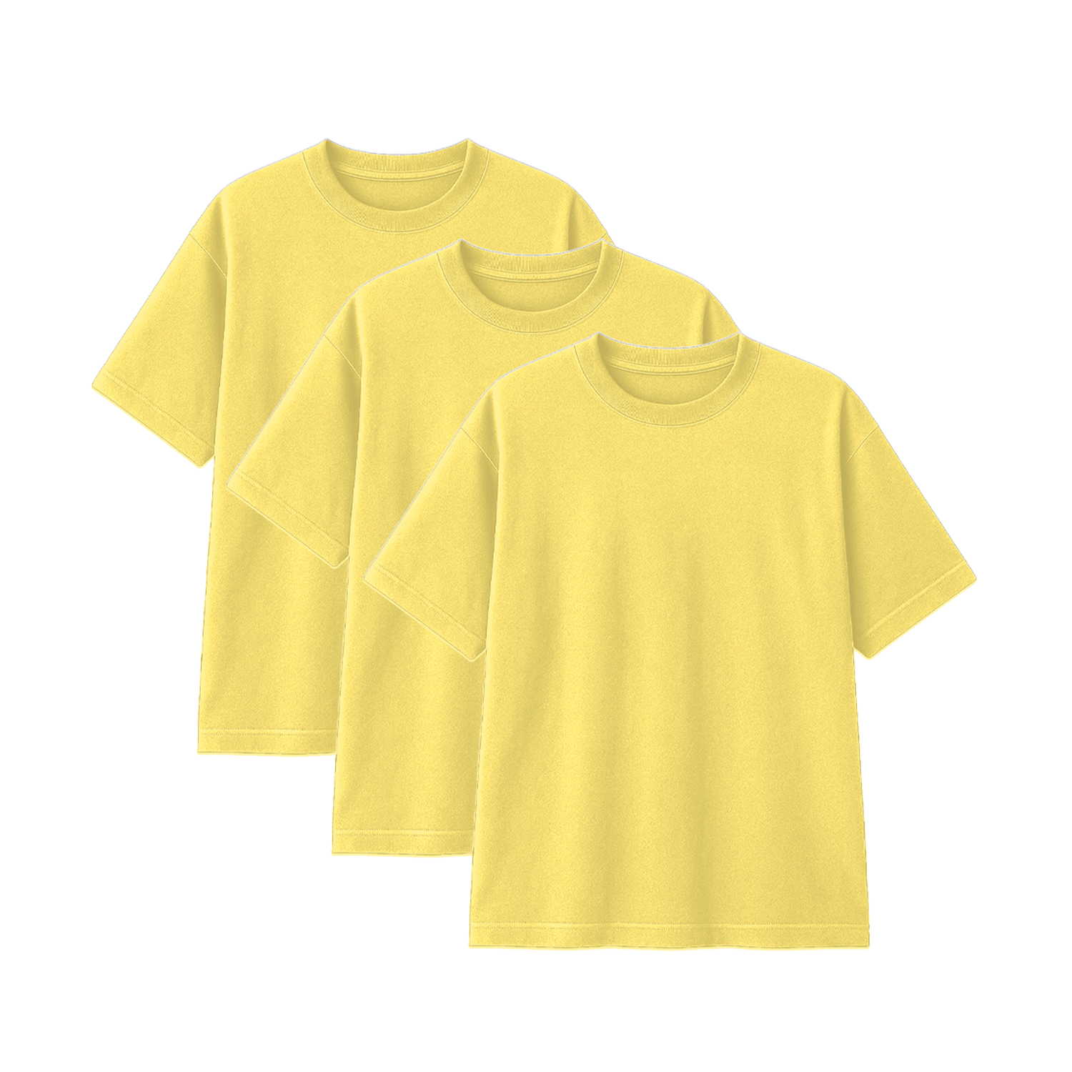 Pack 3 Polos Oversize Color Amarillo Cielo 100% Algodon
