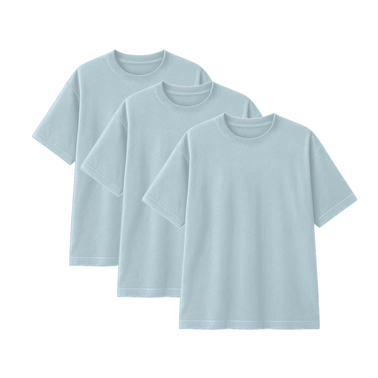 Pack 3 Polos Oversize Color Celeste Bebe 100% Algodon