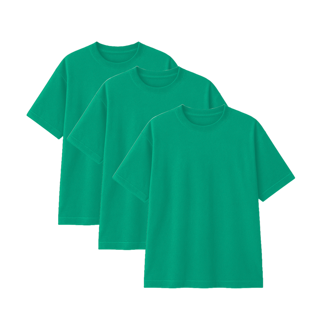 Pack 3 Polos Oversize Color Verde Jade 100% Algodon