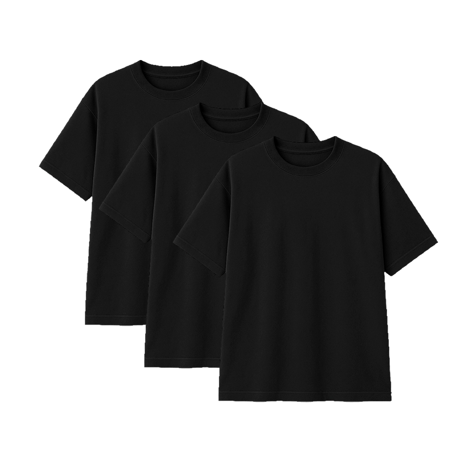 Pack 3 Polos Oversize Color Negro 100% Algodon