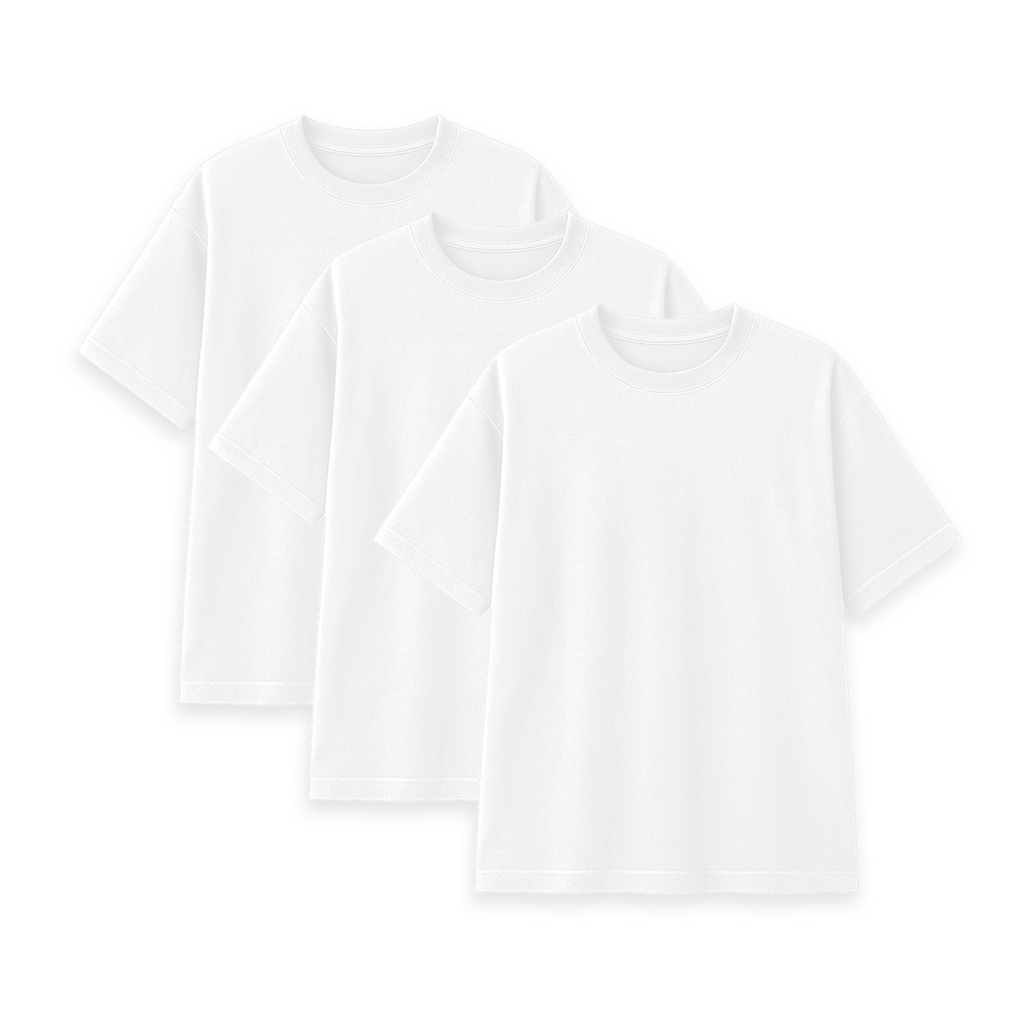 Pack 3 Polos Oversize Color Perla 100% Algodon