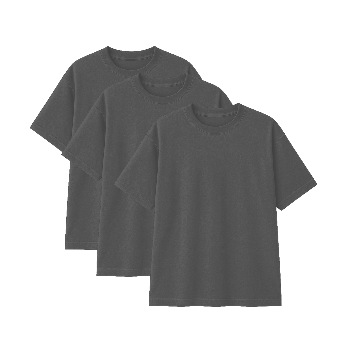 Pack 3 Polos Oversize Color Plomo 100% Algodon