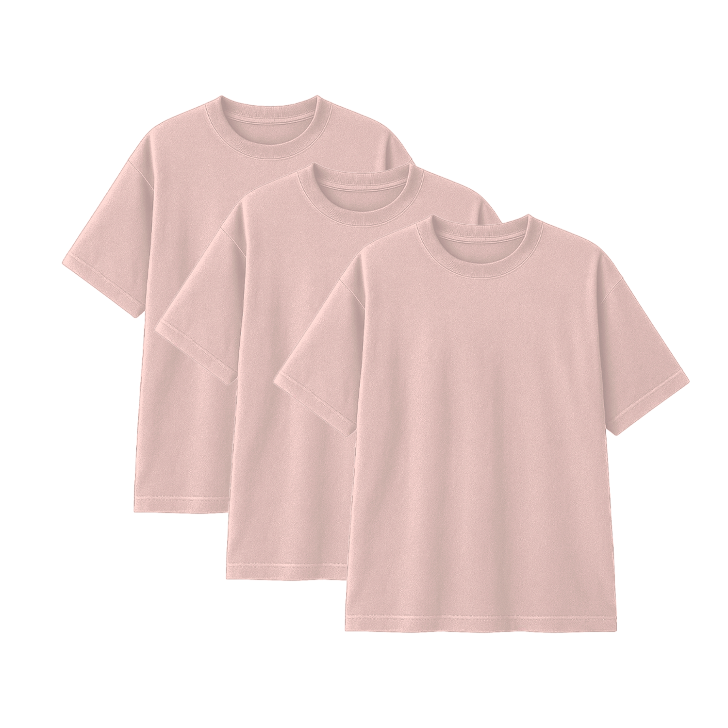 Pack 3 Polos Oversize Color Palo Rosa 100% Algodon