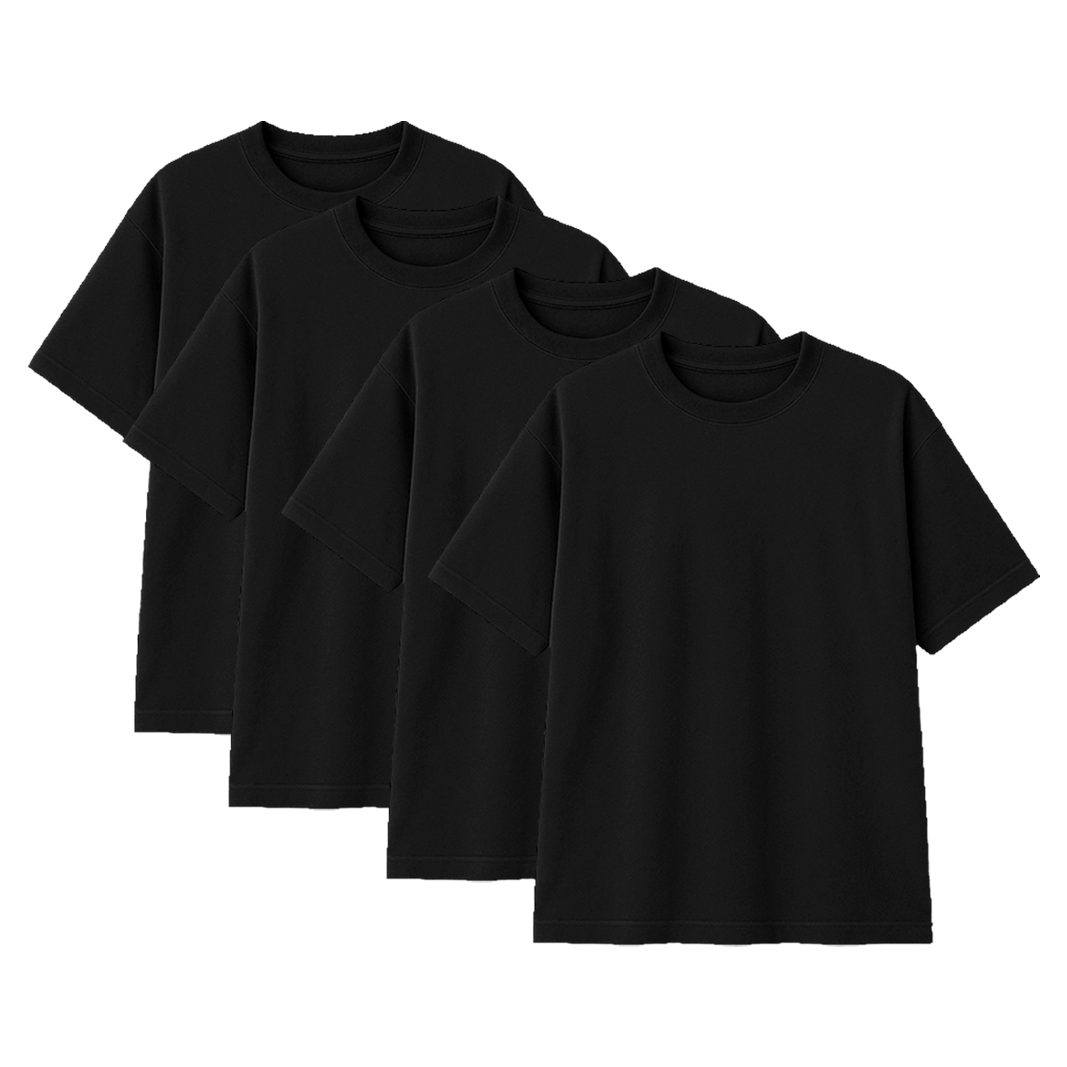 Pack 10 Polos Oversize Color Negro 100% Algodon