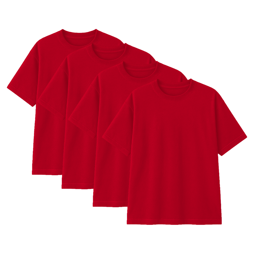 Pack 10 Polos Oversize Color Rojo 100% Algodon