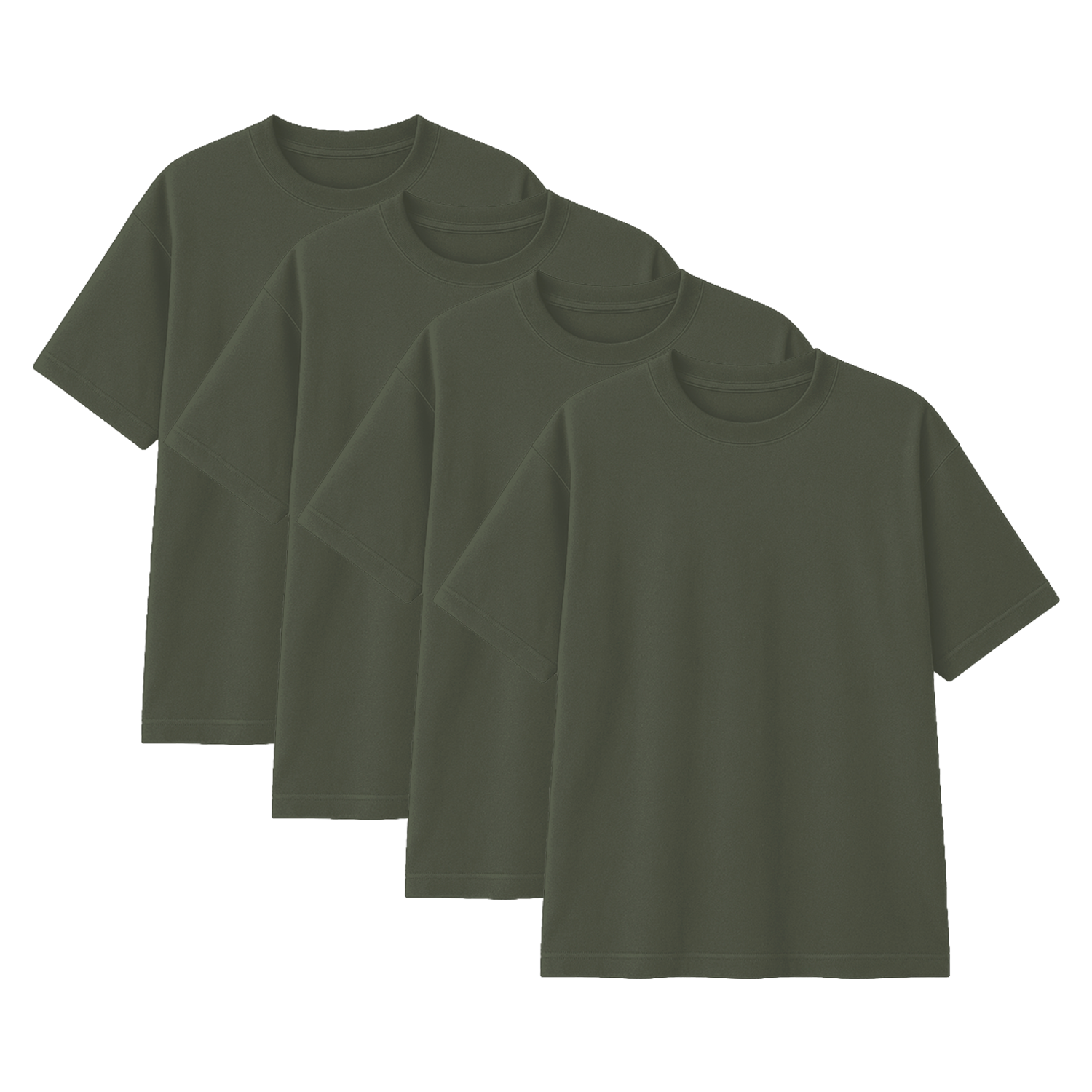 Pack 10 Polos Oversize Color Verde Militar 100% Algodon