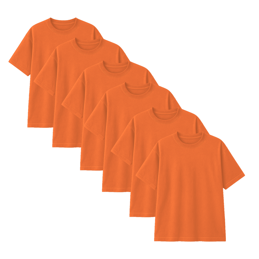 Pack 10 Polos Oversize Color Naranja 100% Algodon