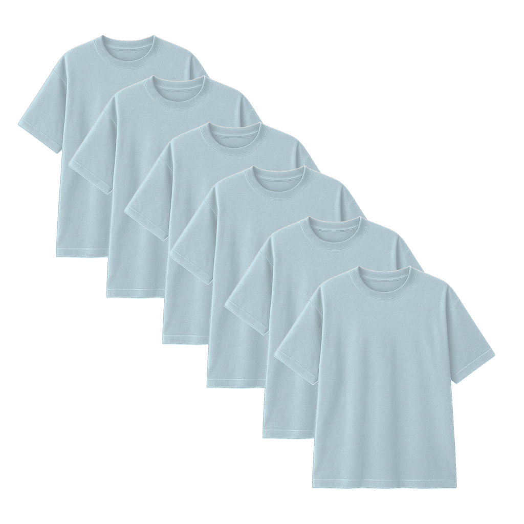 Pack 10 Polos Oversize Color Celeste Bebe 100% Algodon