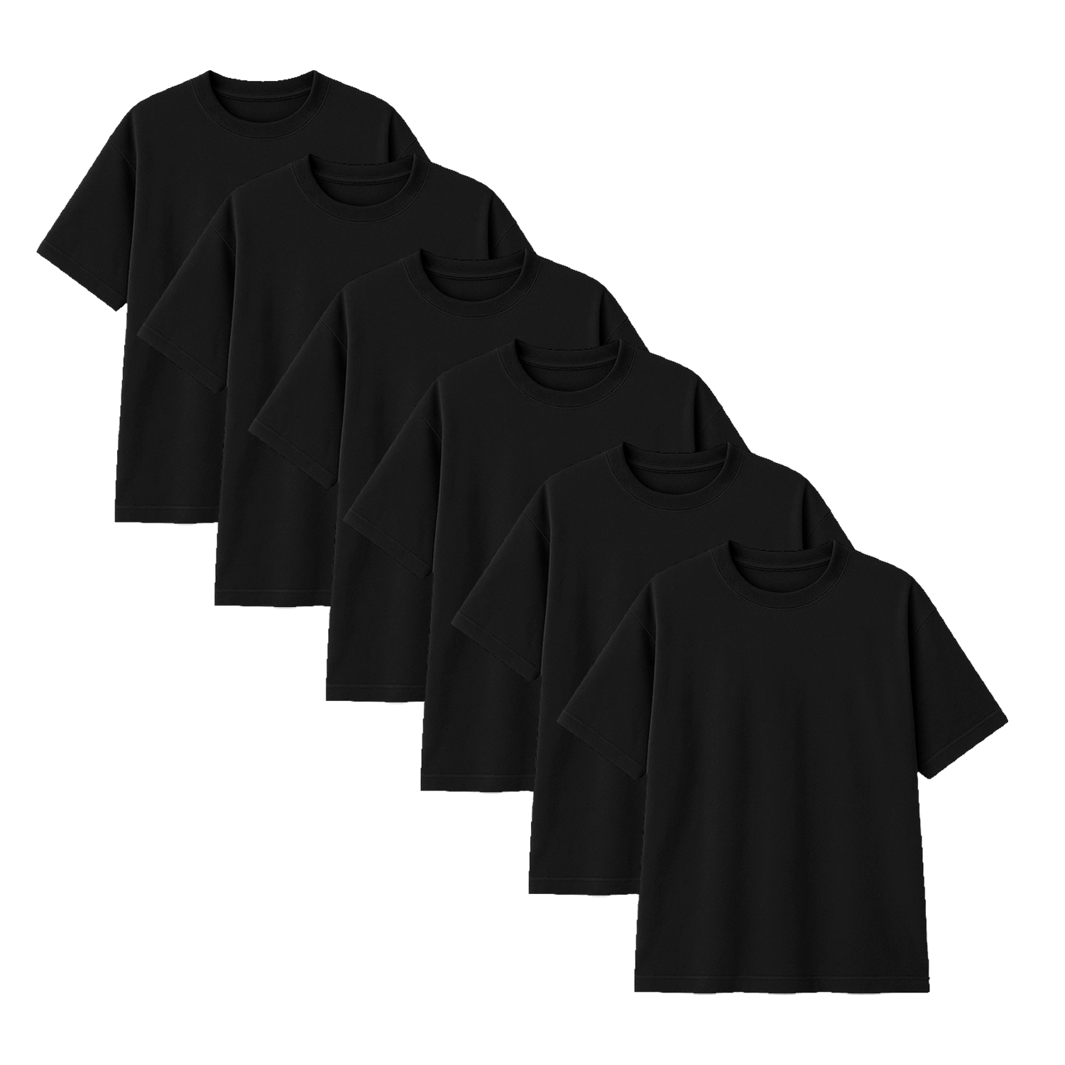 Pack 10 Polos Oversize Color Negro 100% Algodon