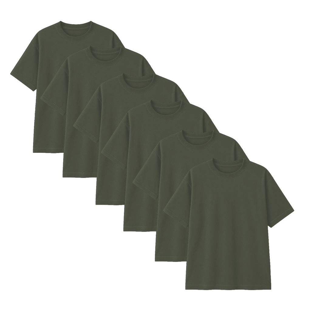 Pack 10 Polos Oversize Color Verde Militar 100% Algodon