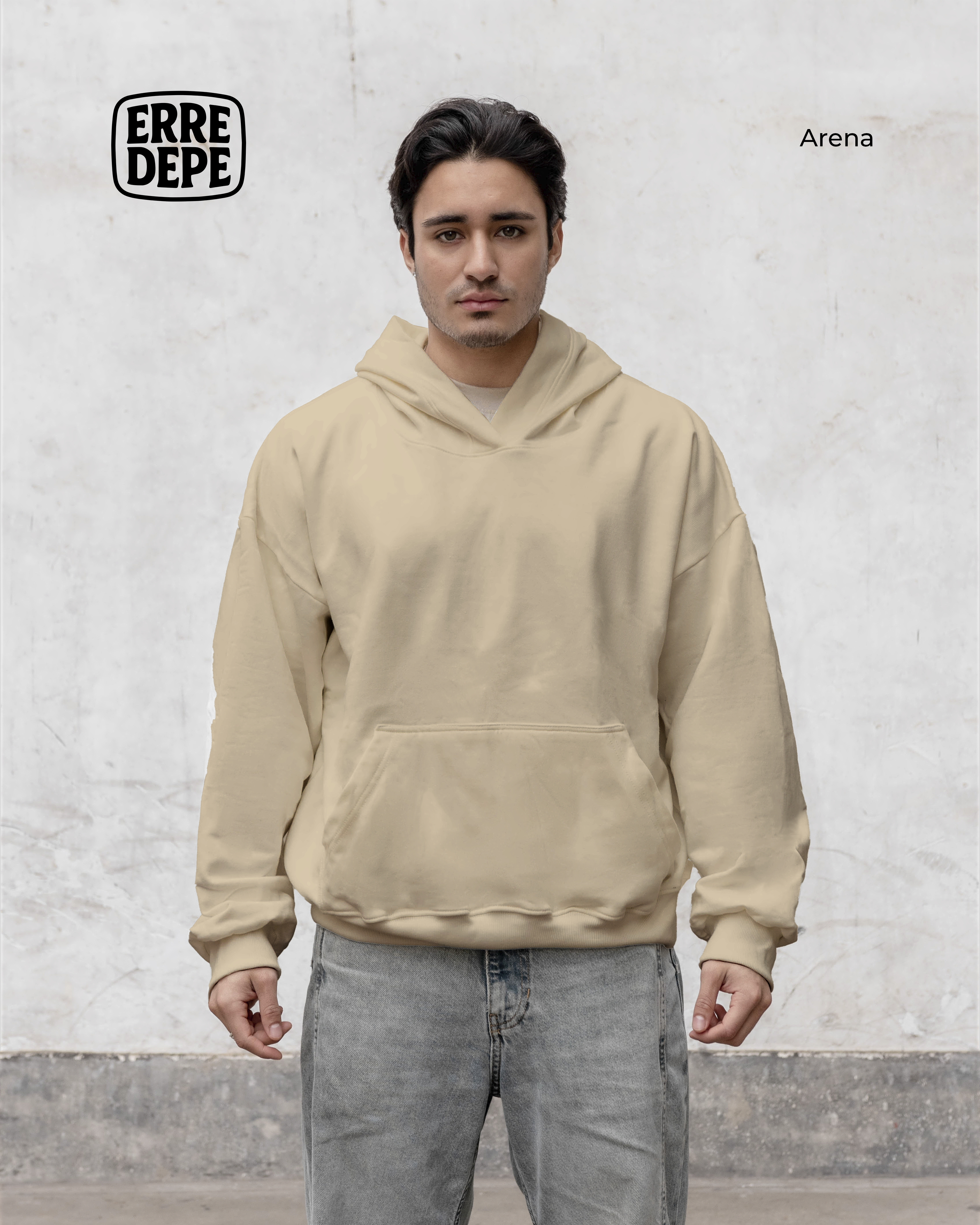 Polera Sudadera Hoodie Color Arena Unisex 100% Algodon