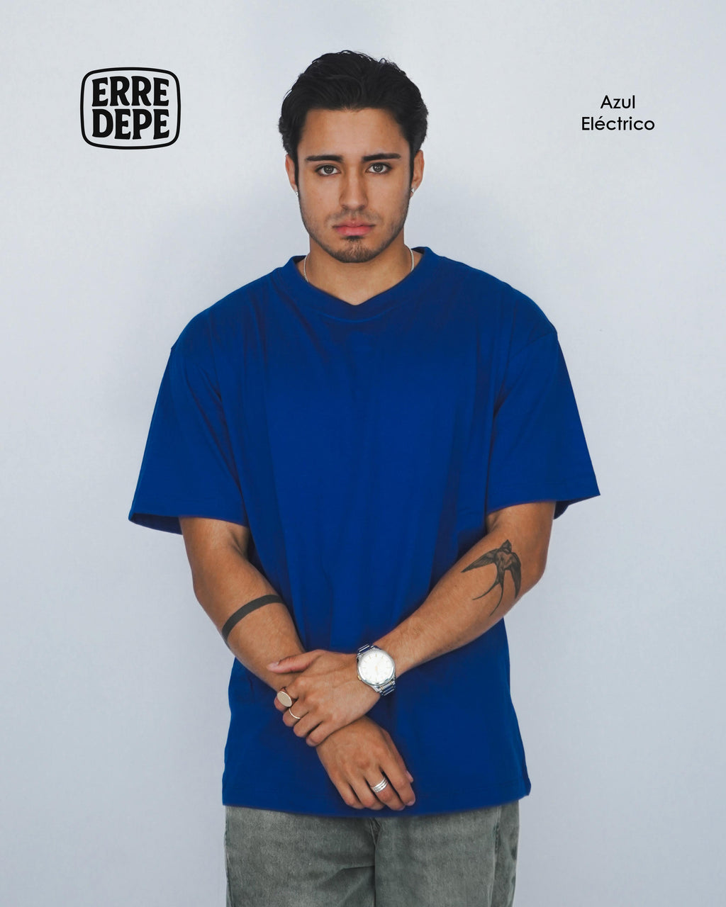 Pack 2 Polos Oversize Color Azul Electrico 100% Algodon