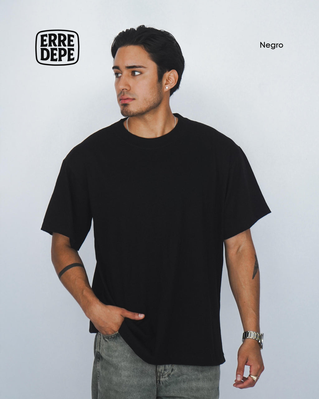 Pack 10 Polos Oversize Color Negro 100% Algodon