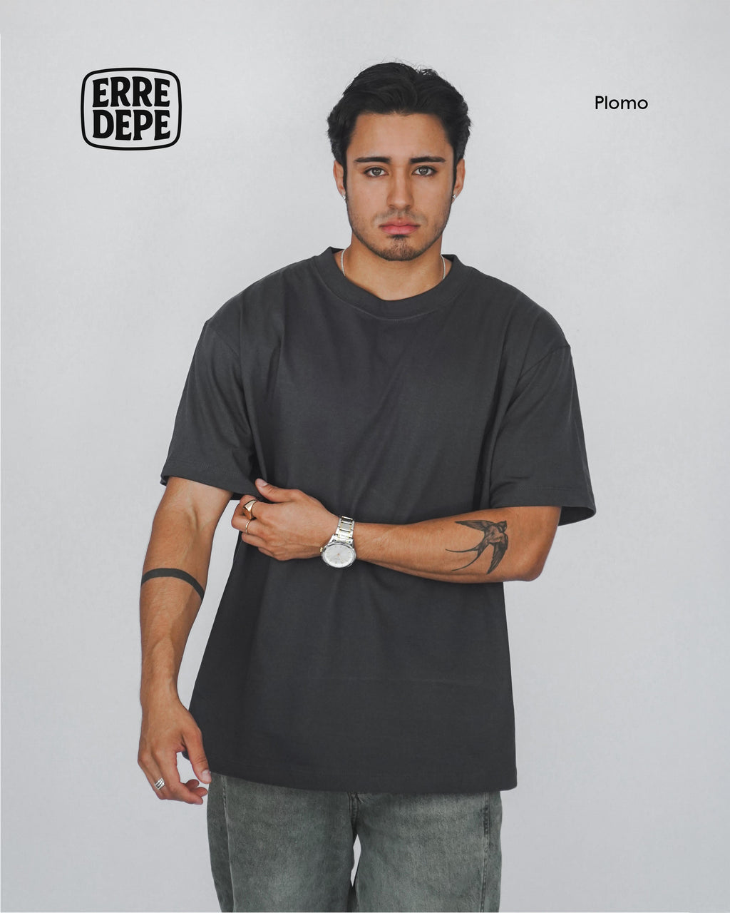 Pack 10 Polos Oversize Color Plomo 100% Algodon