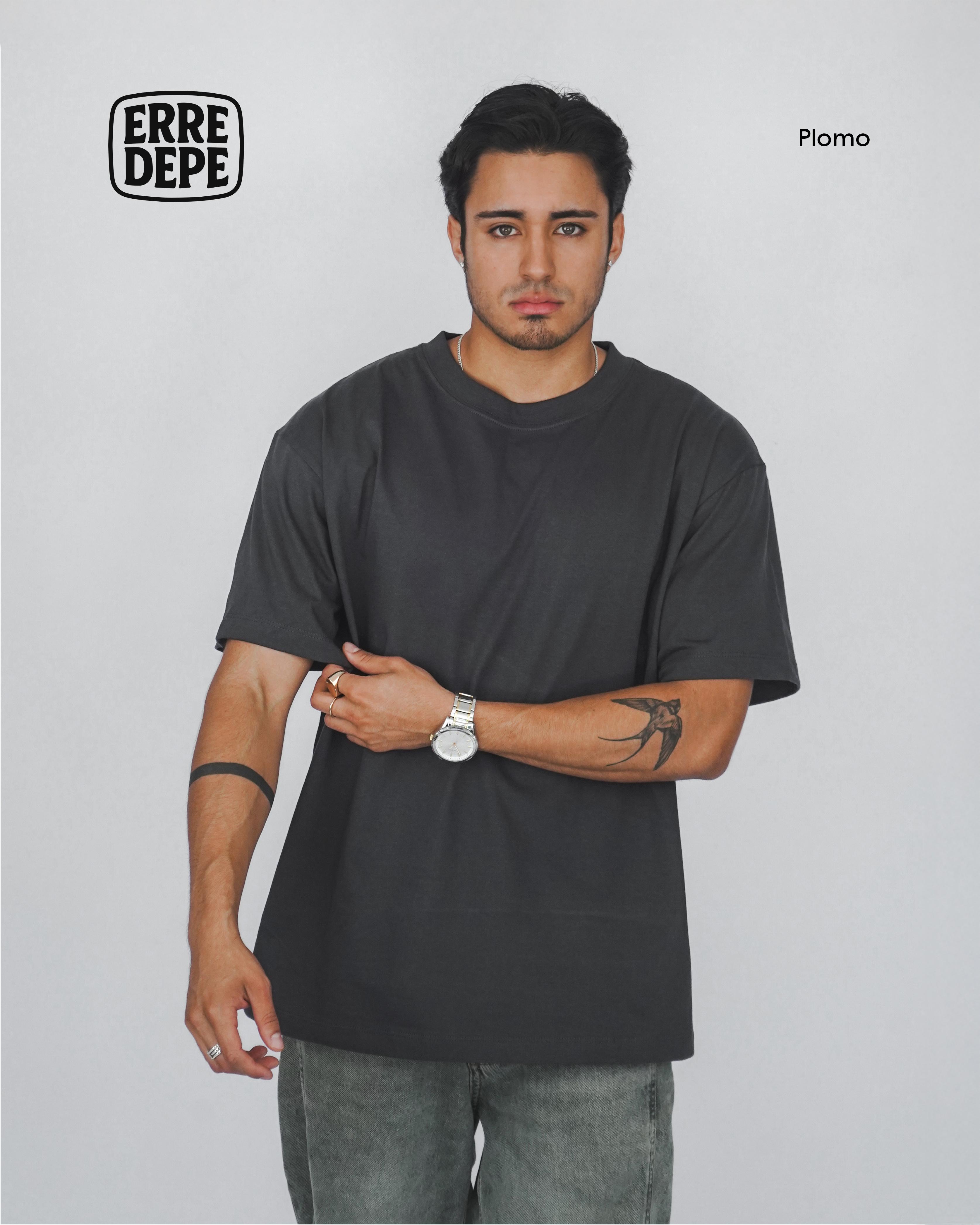 Pack 10 Polos Oversize Color Plomo 100% Algodon