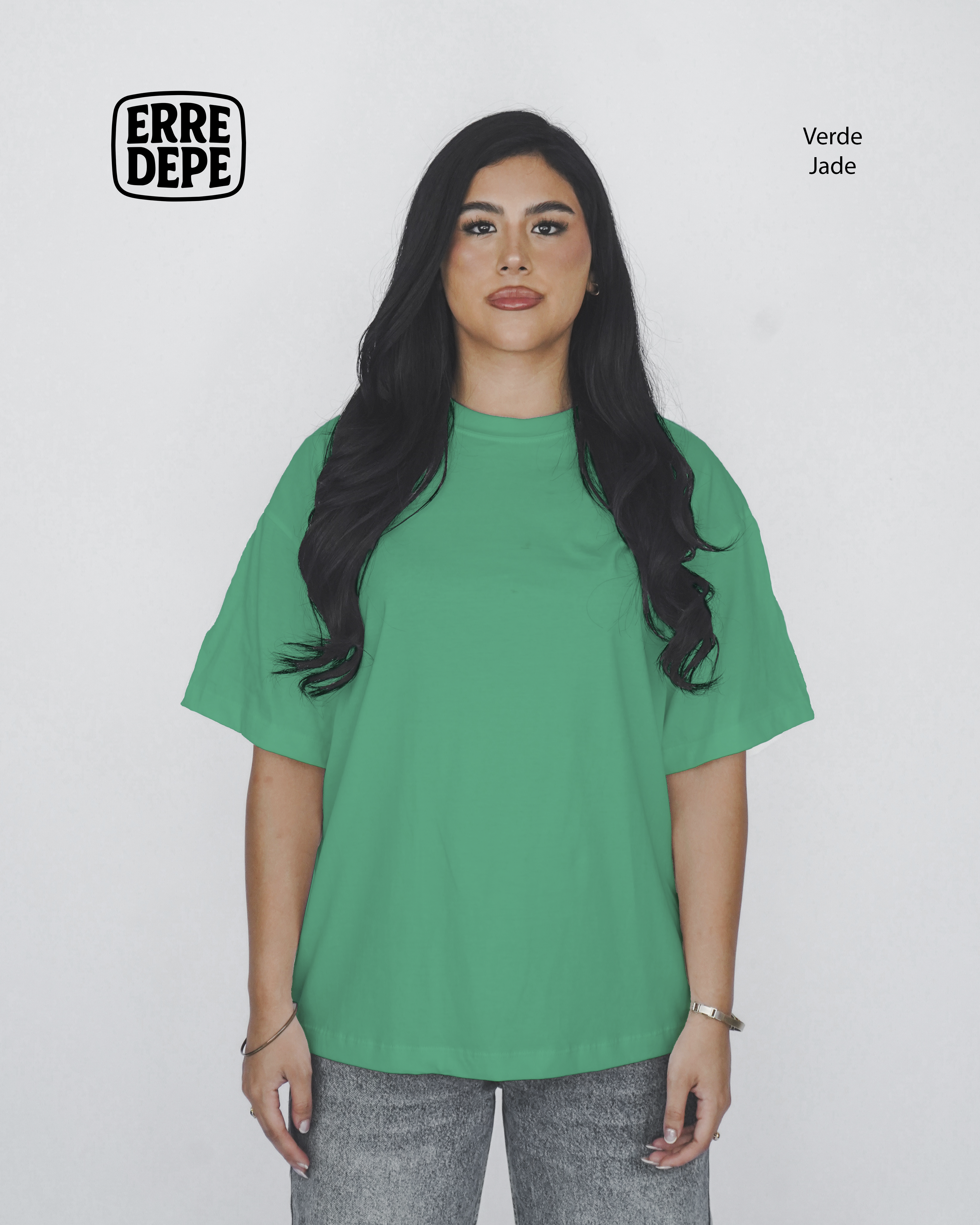 Pack 10 Polos Oversize Color Verde Jade 100% Algodon