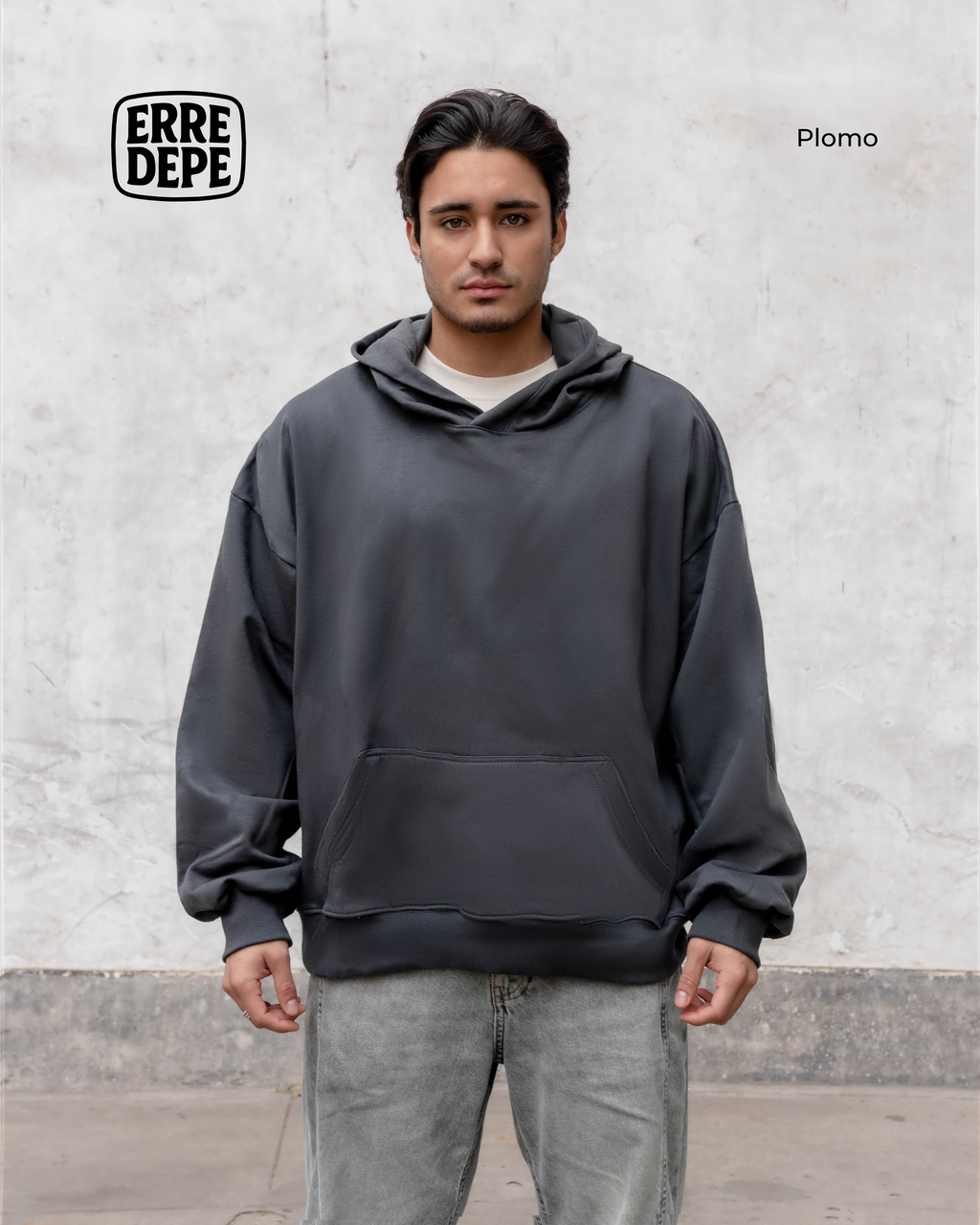 Pack x2 Polera Sudadera Hoodie Color Plomo Unisex 100% Algodon