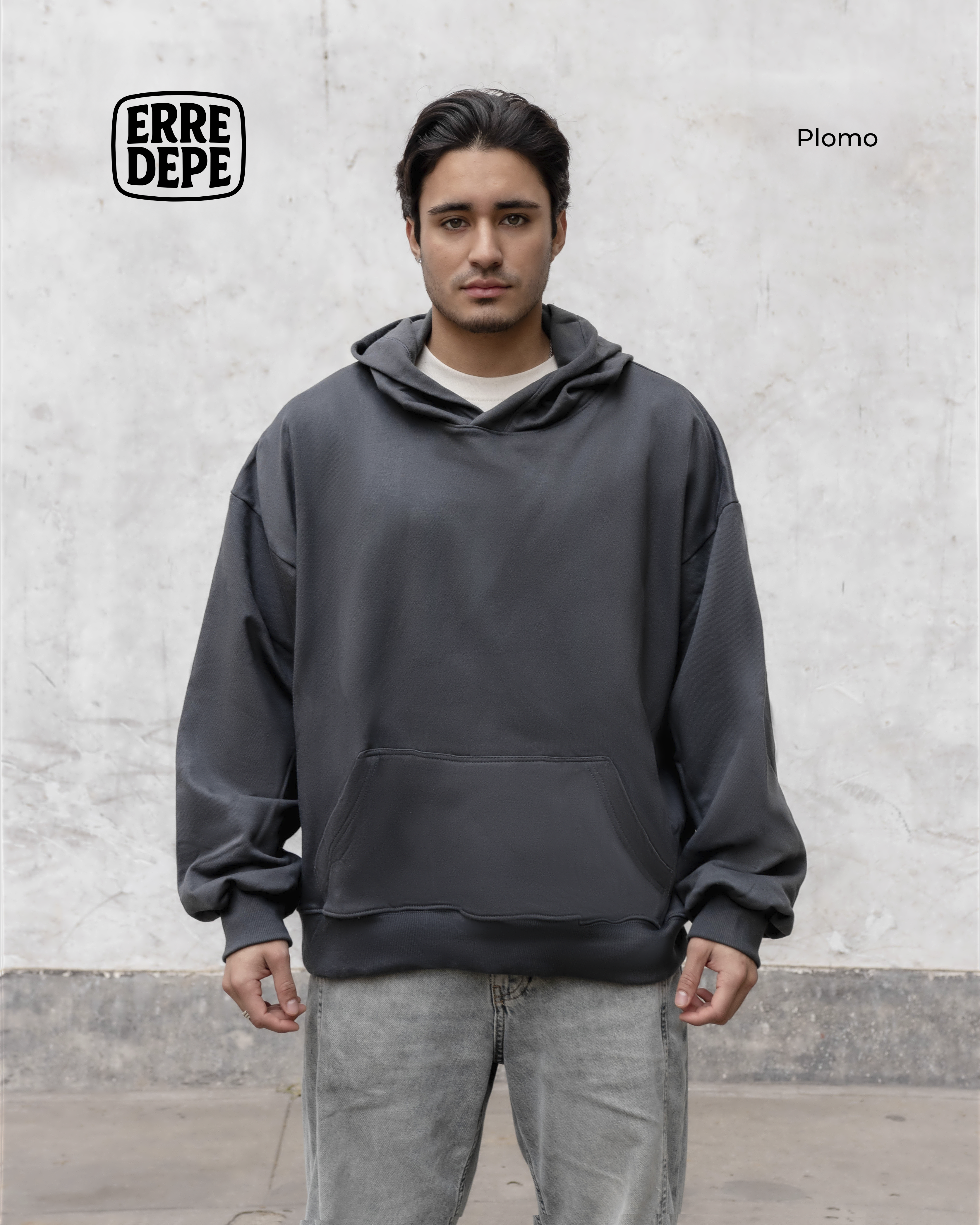 Pack x2 Polera Sudadera Hoodie Color Plomo Unisex 100% Algodon