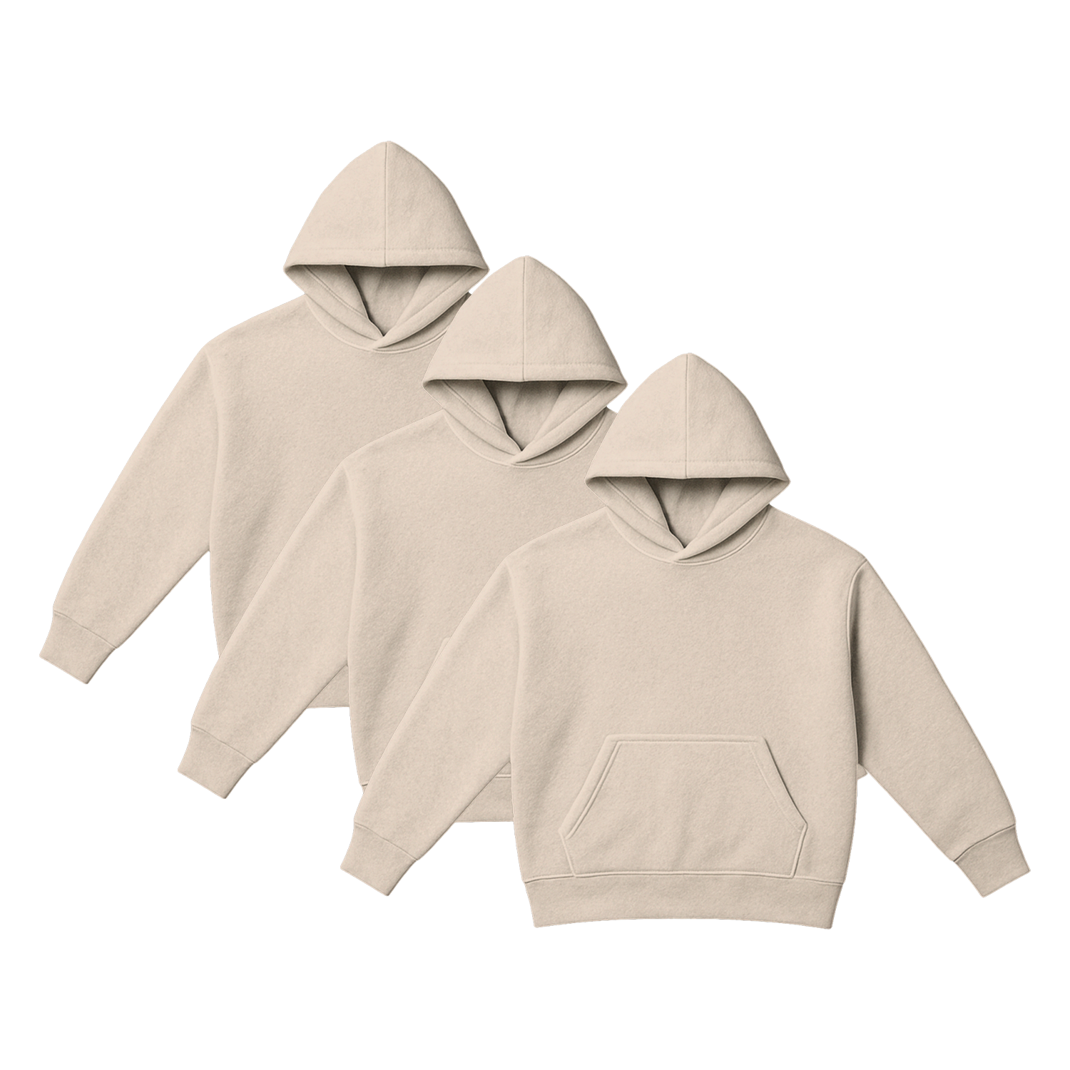 Pack x3 Polera Sudadera Hoodie Color Arena Unisex 100% Algodon