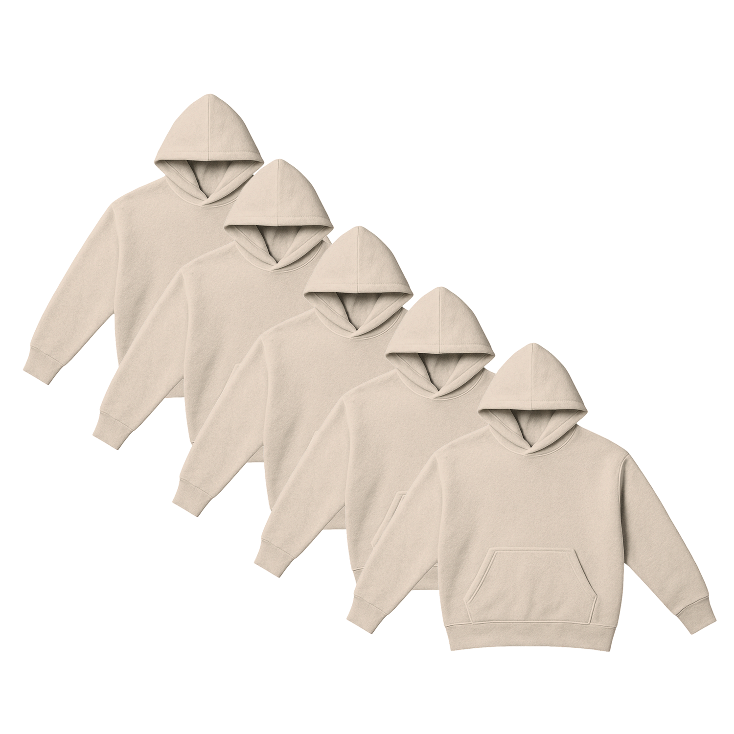 Pack x5 Polera Sudadera Hoodie Color Arena Unisex 100% Algodon