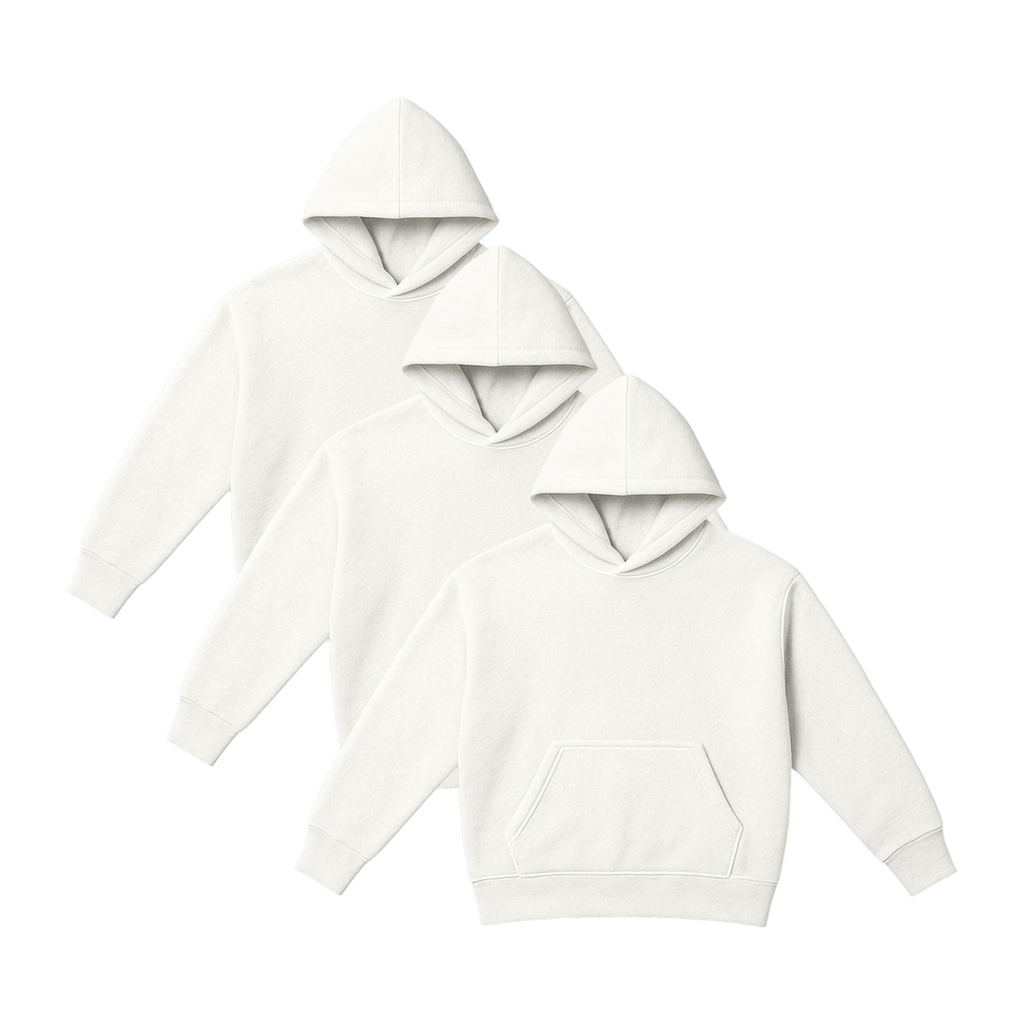 Pack x3 Polera Sudadera Hoodie Color Perla Unisex 100% Algodon