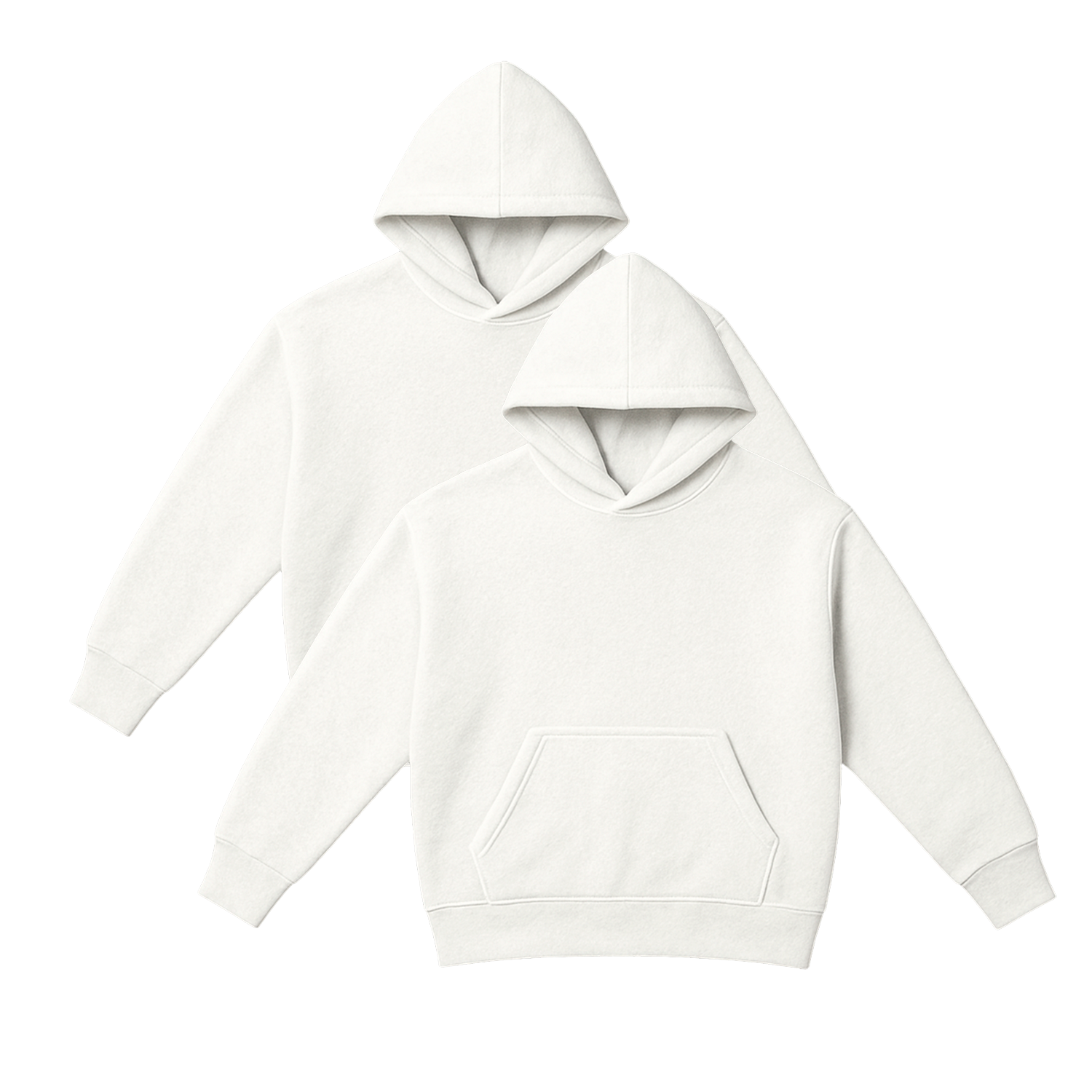 Pack x2 Polera Sudadera Hoodie Color Perla Unisex 100% Algodon