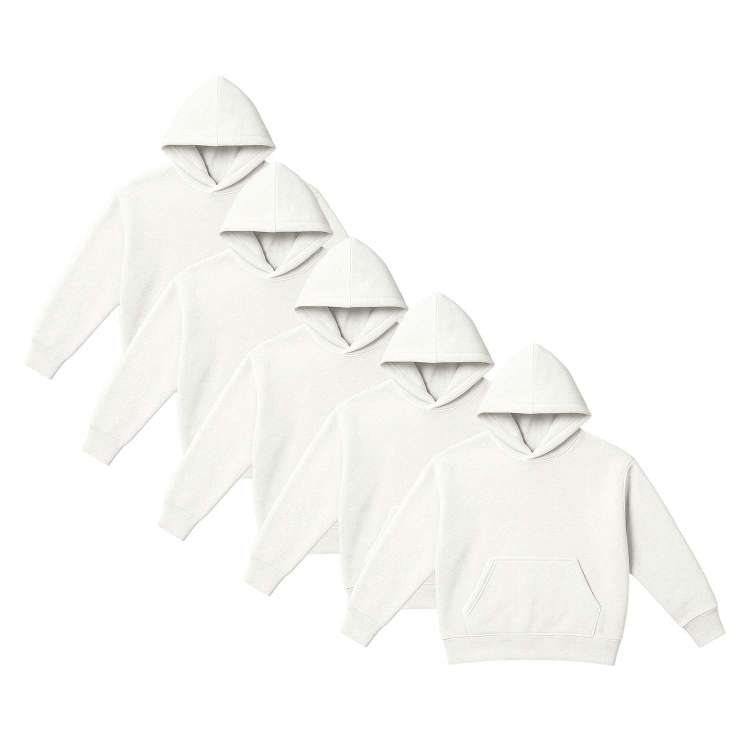 Pack x5 Polera Sudadera Hoodie Color Perla Unisex 100% Algodon