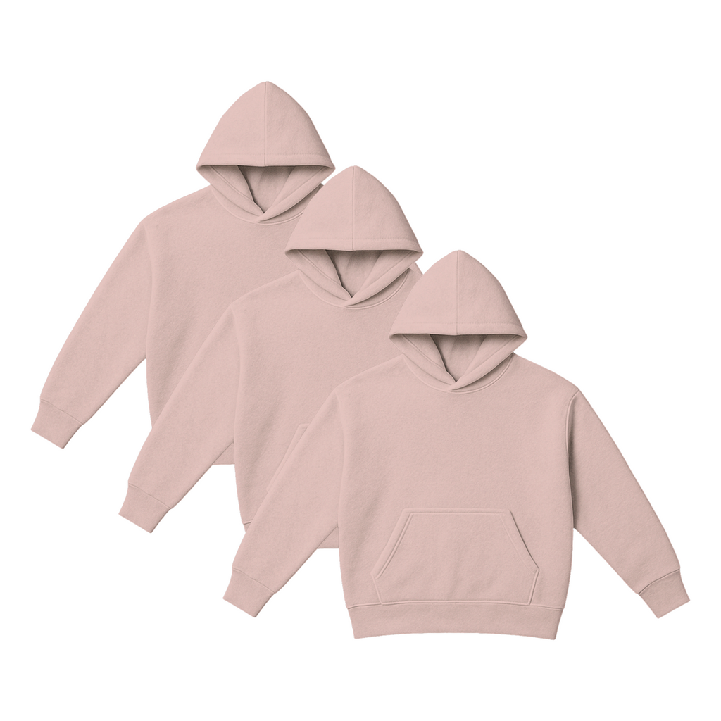 Pack x3 Polera Sudadera Hoodie Color Palo Rosa Unisex 100% Algodon