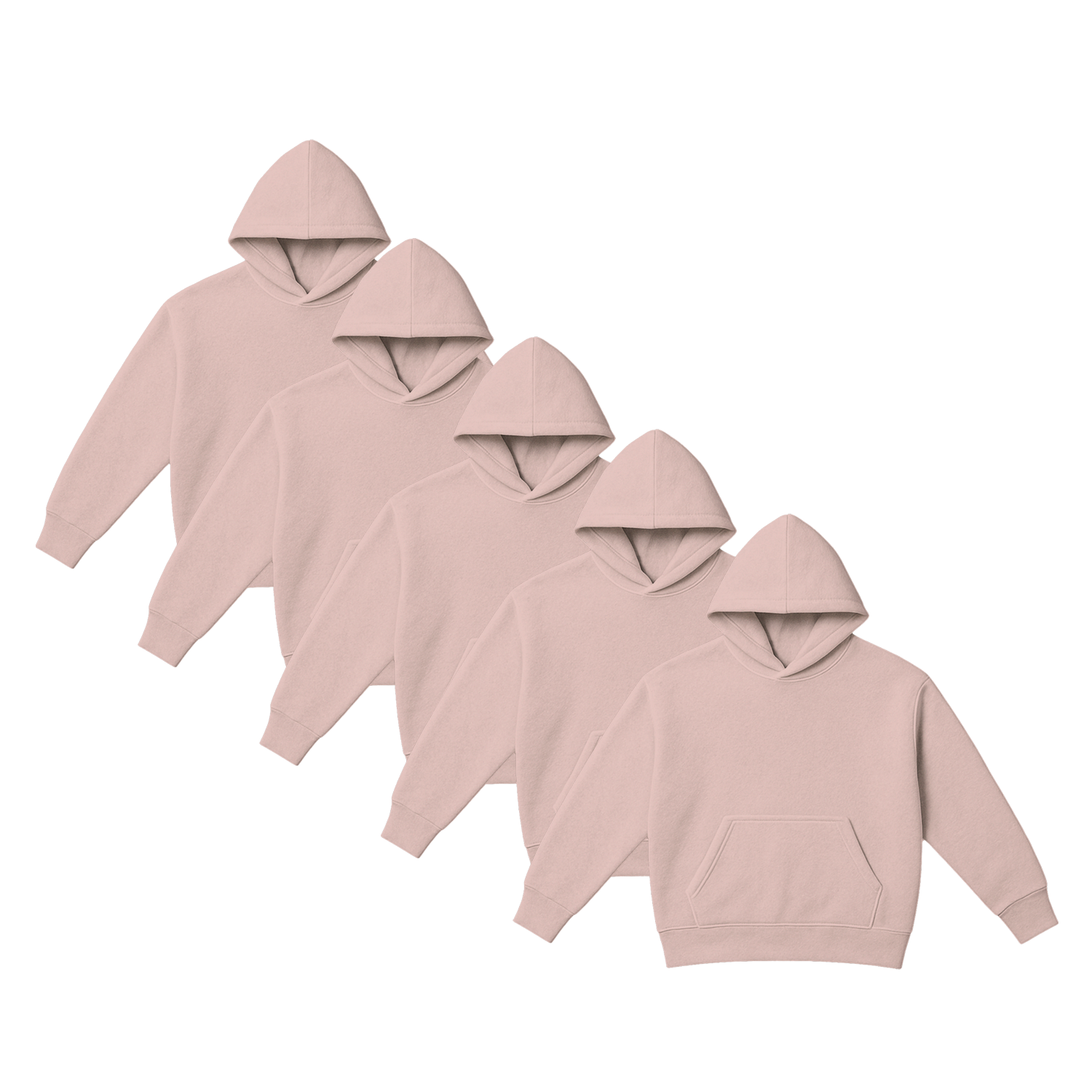Pack x5 Polera Sudadera Hoodie Color Palo Rosa Unisex 100% Algodon