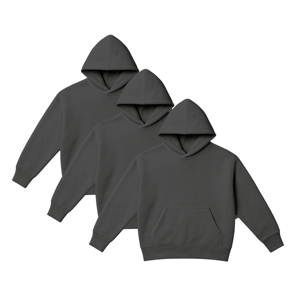 Pack x3 Polera Sudadera Hoodie Color Plomo Unisex 100% Algodon