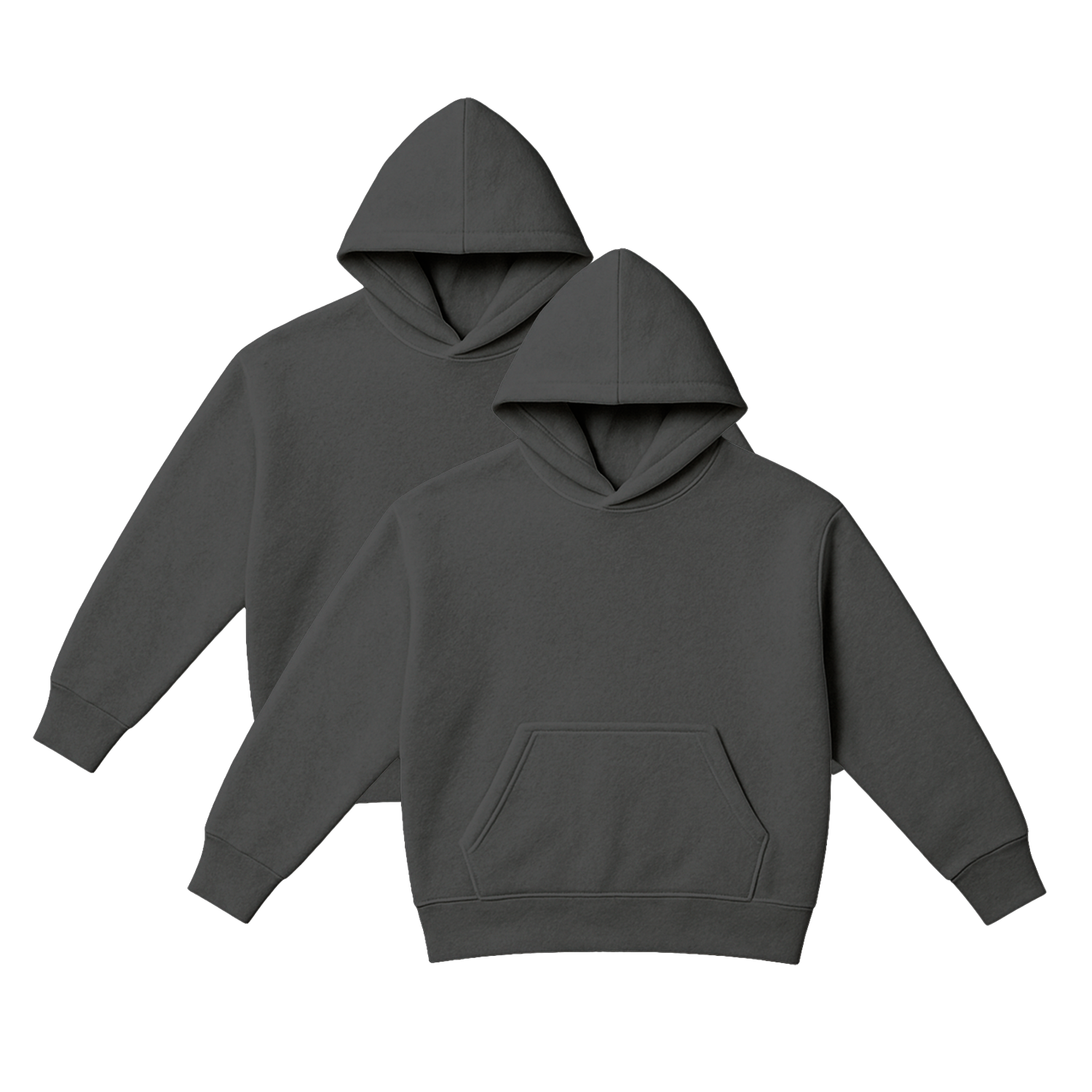 Pack x2 Polera Sudadera Hoodie Color Plomo Unisex 100% Algodon