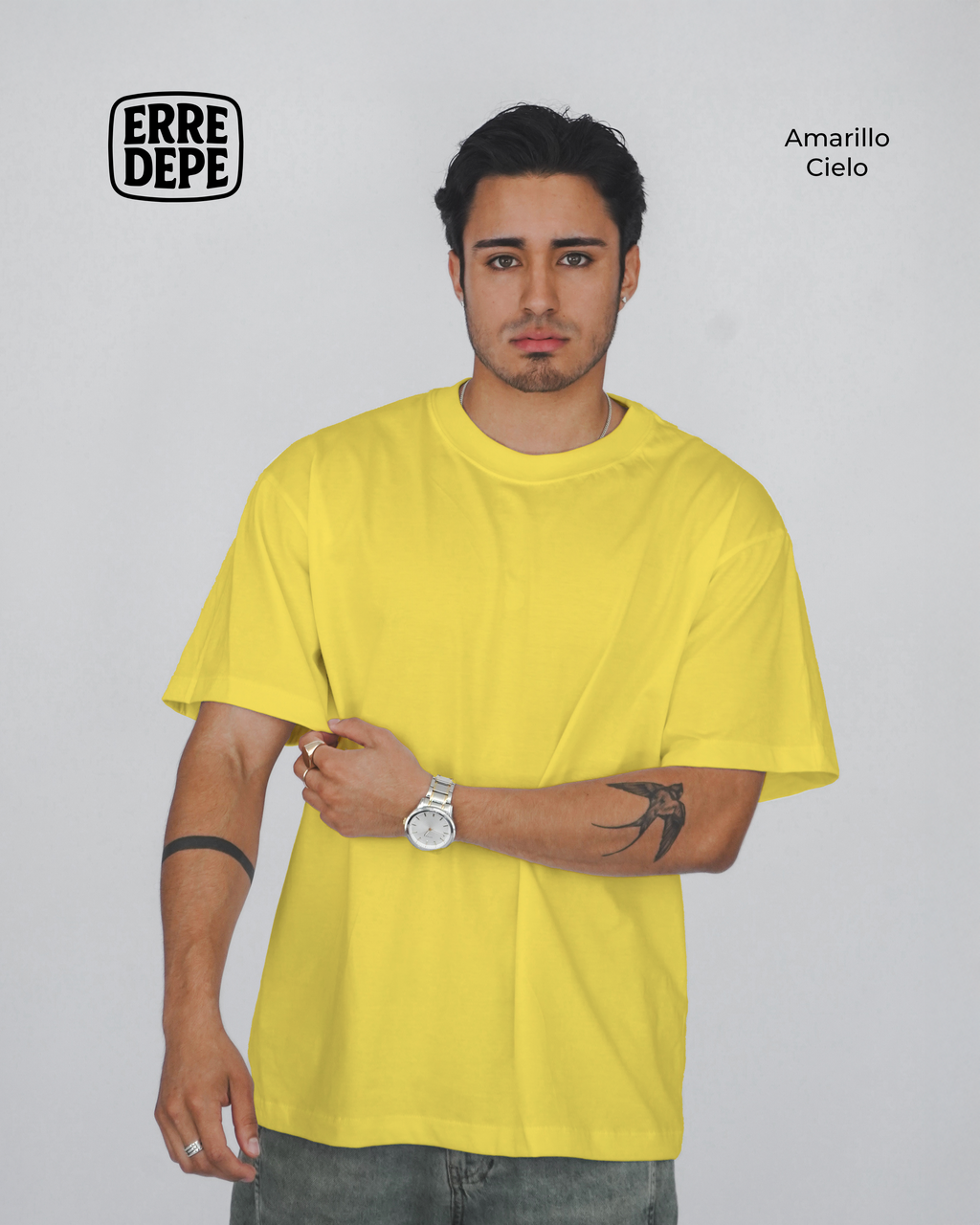 Pack 2 Polos Oversize Color Amarillo Cielo 100% Algodon