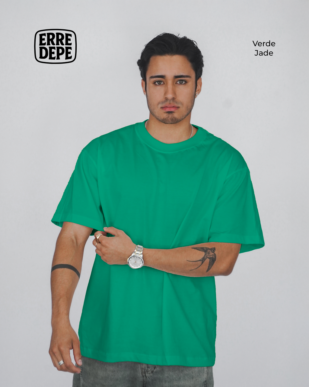 Pack 10 Polos Oversize Color Verde Jade 100% Algodon