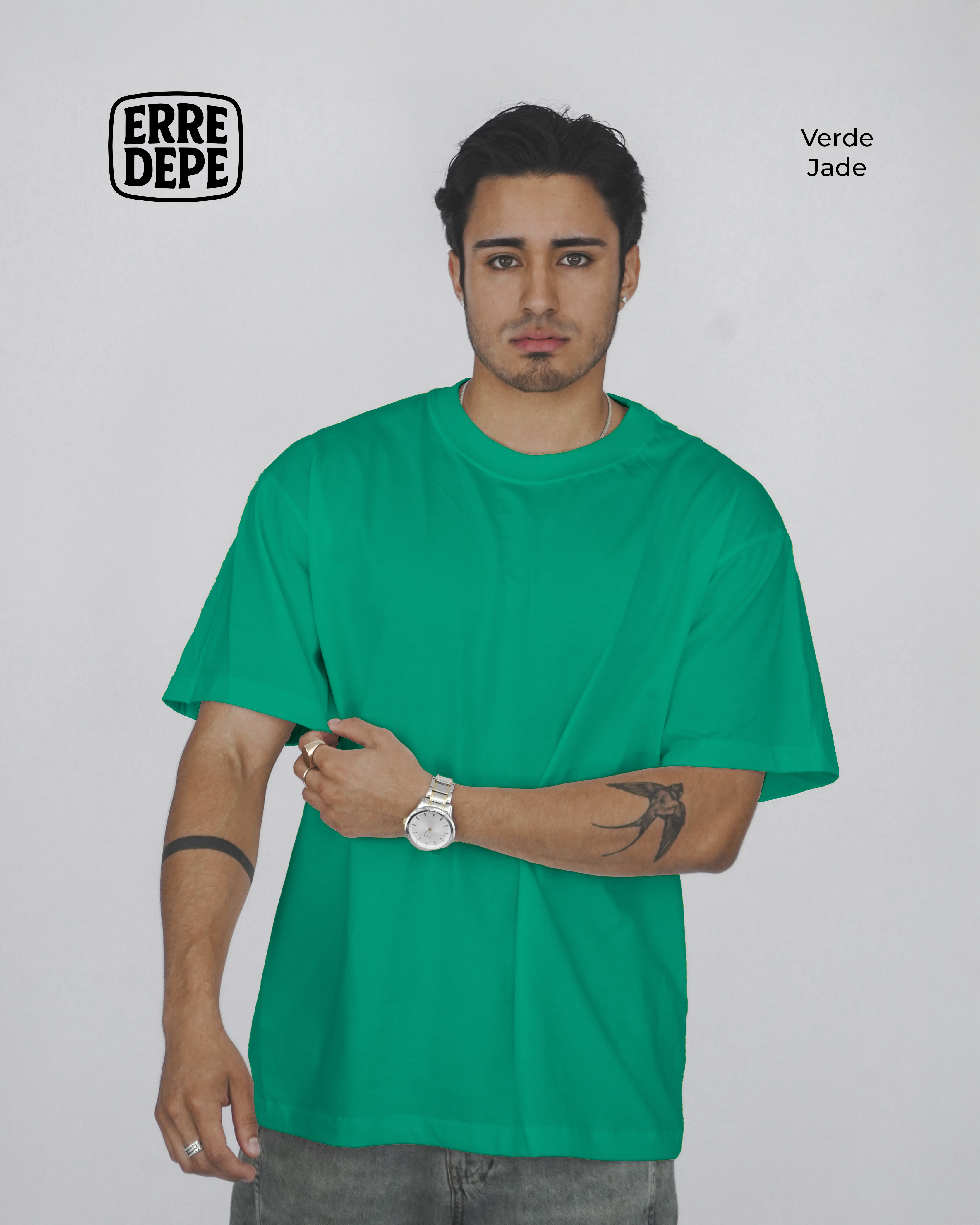 Pack 10 Polos Oversize Color Verde Jade 100% Algodon